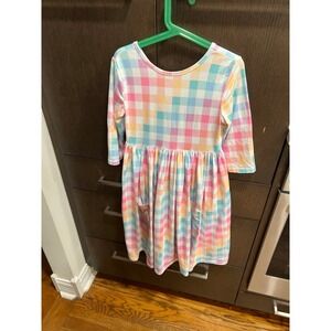 Mila &‎ Rose PASTEL PLAID 3/4 SLEEVE TWIRL DRESS size 9-10